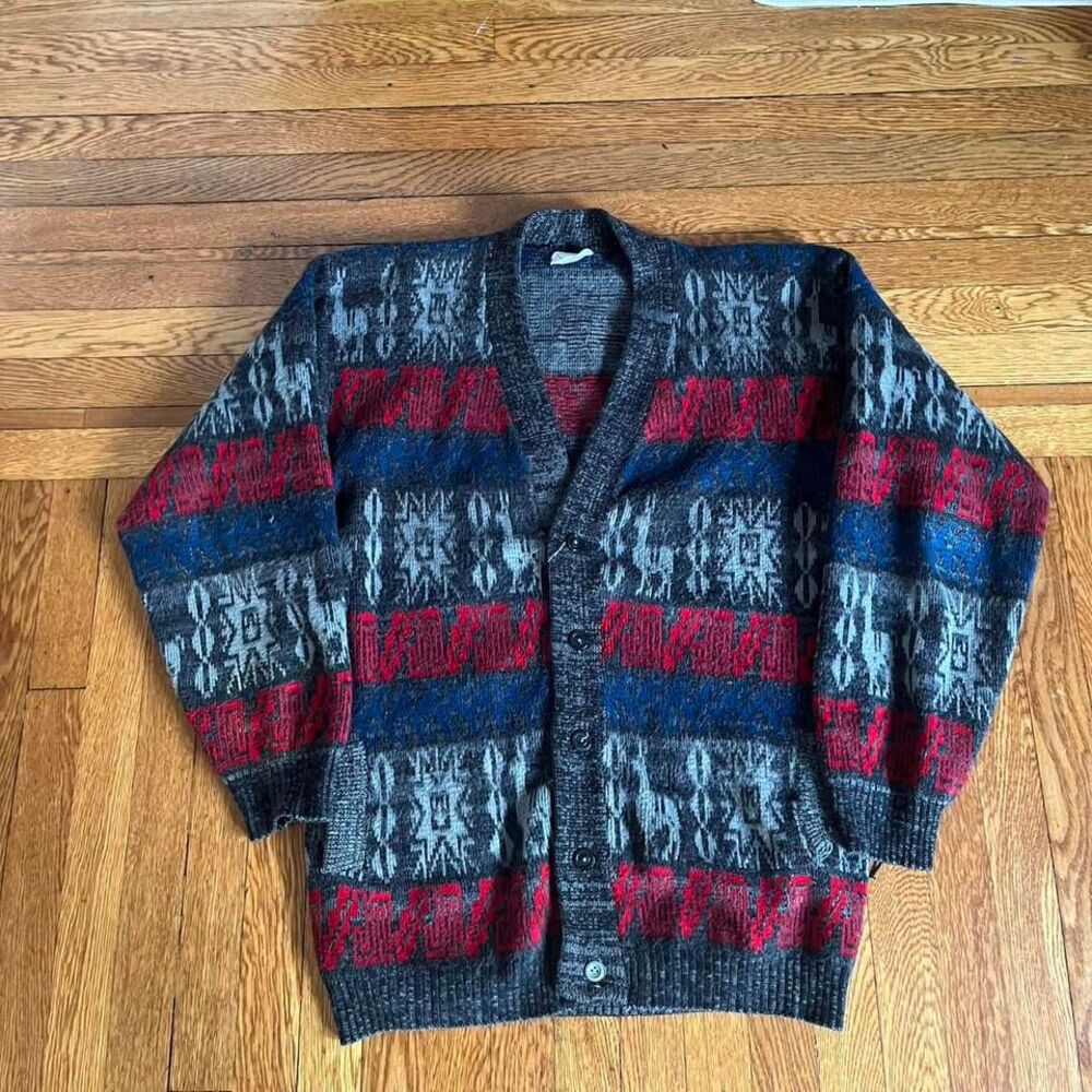 Vintage 100% wool Aztec pattern cardigan‎